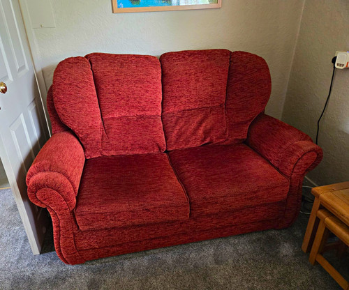 Red fabric seater sofa bed - red,